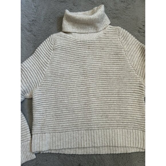 Madewell Tan Side-Button Turtleneck chunky knit sweater cotton wool size XXS - Picture 7 of 11